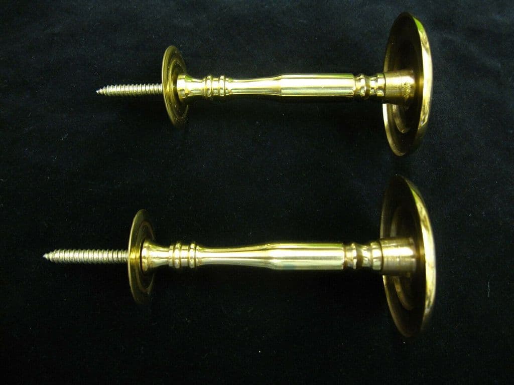 2 Brass Curtain Holdbacks Small post hold backs 10 cm x 6 cm Solid